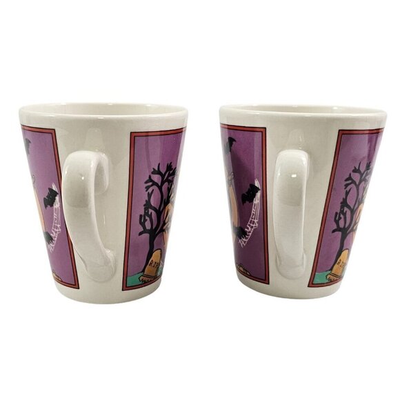 Witches Bats Spooky Halloween 10 Oz Ceramic Coffee Tea Mug Cups – Set of 2 - Picture 3 of 16